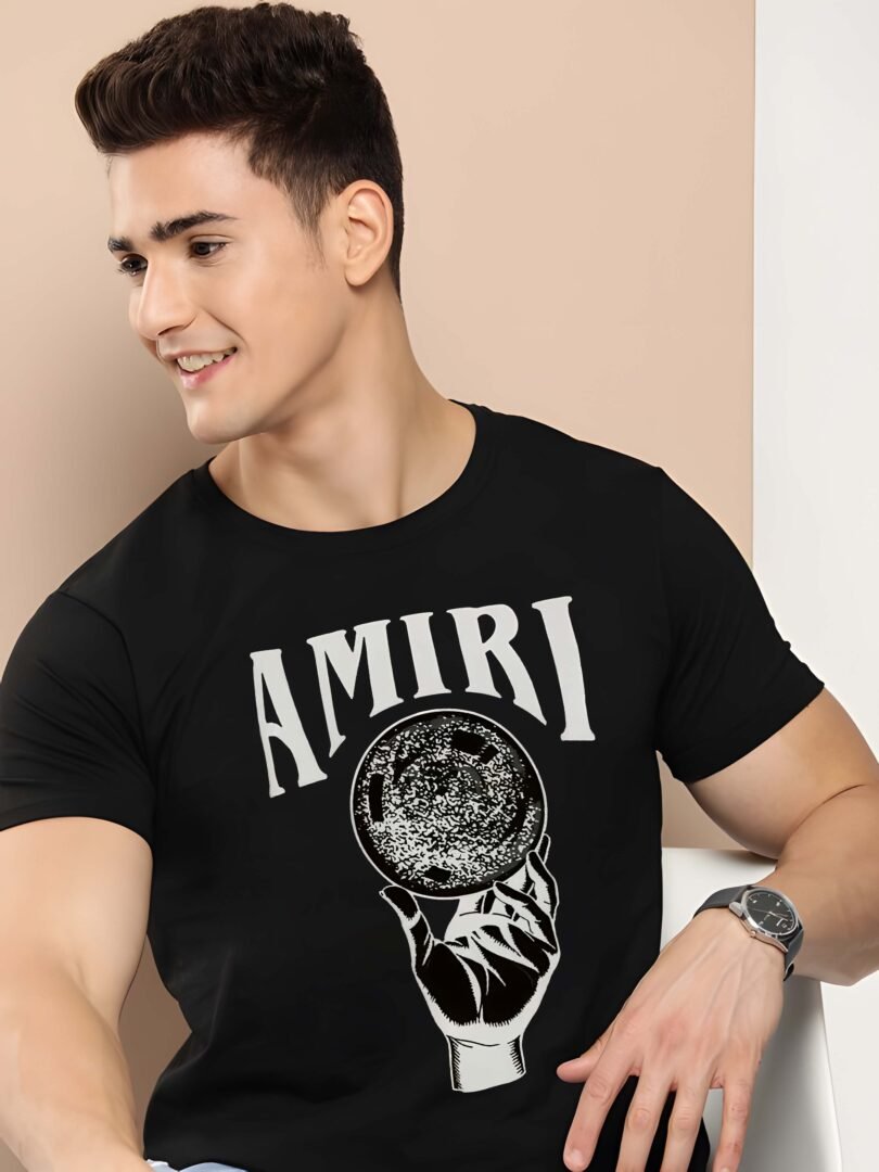 Black Graphic Print Cotton Regular T-Shirt for Men Casual Wear by Just Casual - Image 3