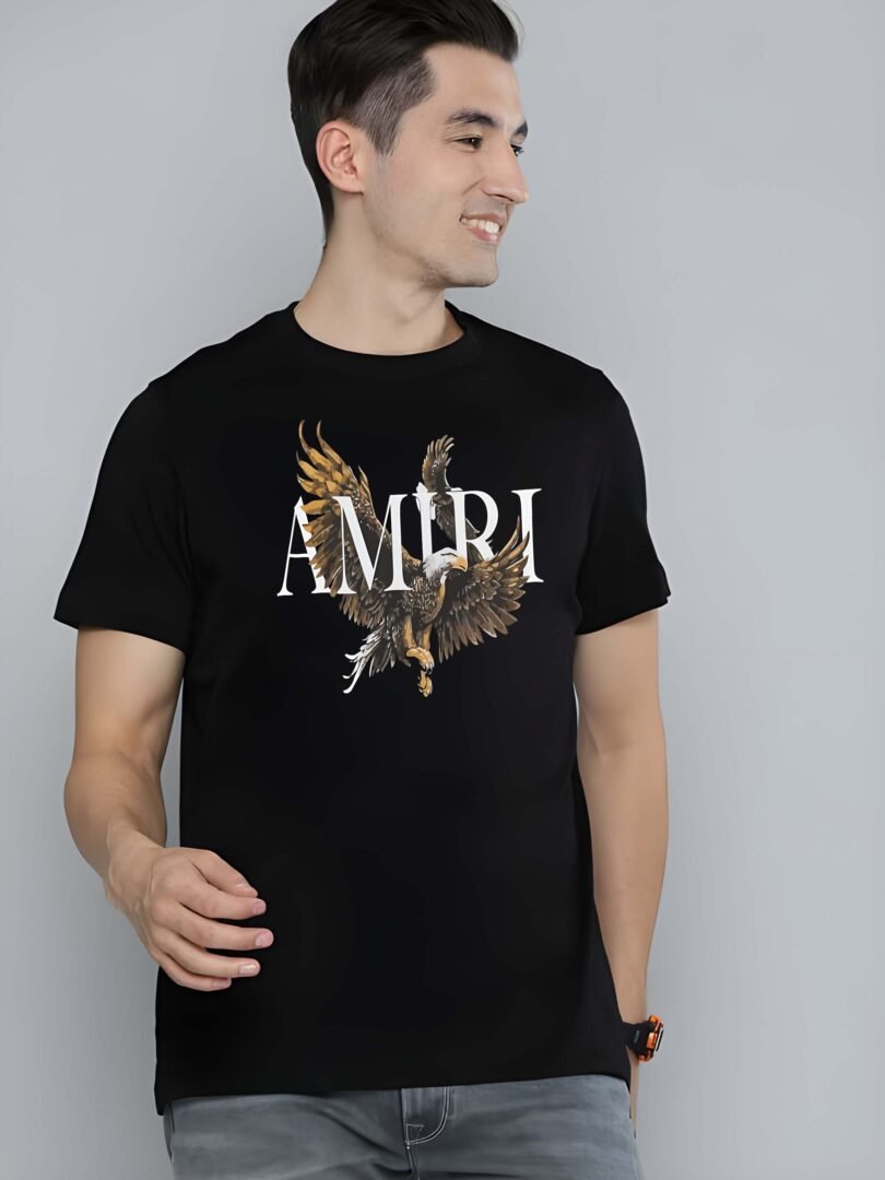 Black Graphic Print Cotton Regular T-Shirt for Men Casual Wear by Just Casual - Image 3