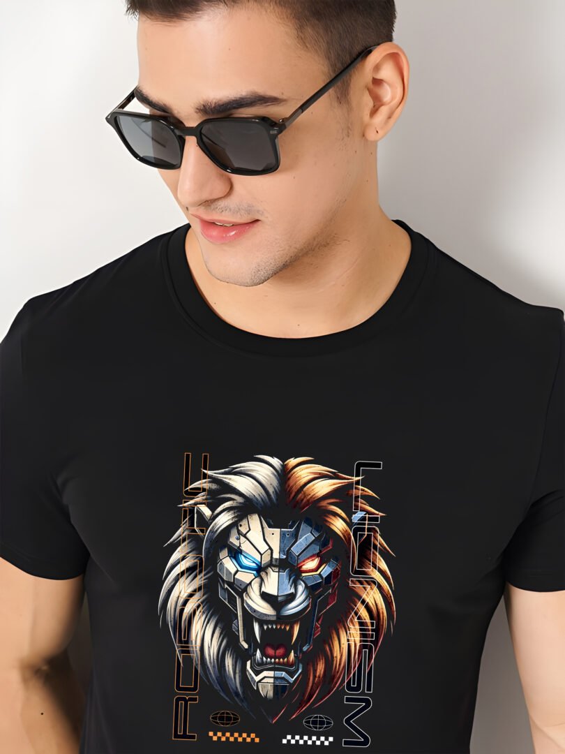 Black Graphic Print Cotton Regular T-Shirt for Men Casual Wear by Just Casual - Image 3