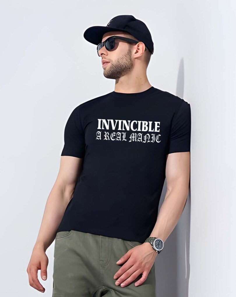 Black Graphic Print Cotton Regular T-Shirt for Men Casual Wear by Just Casual - Image 2