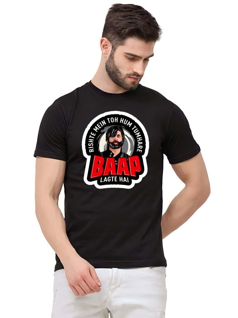 Black Graphic Print Cotton Regular T-Shirt for Men Casual Wear by Just Casual - Image 4