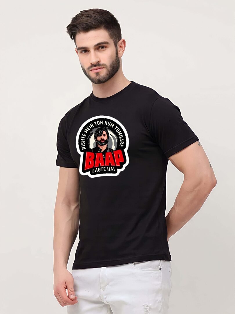 Black Graphic Print Cotton Regular T-Shirt for Men Casual Wear by Just Casual - Image 2
