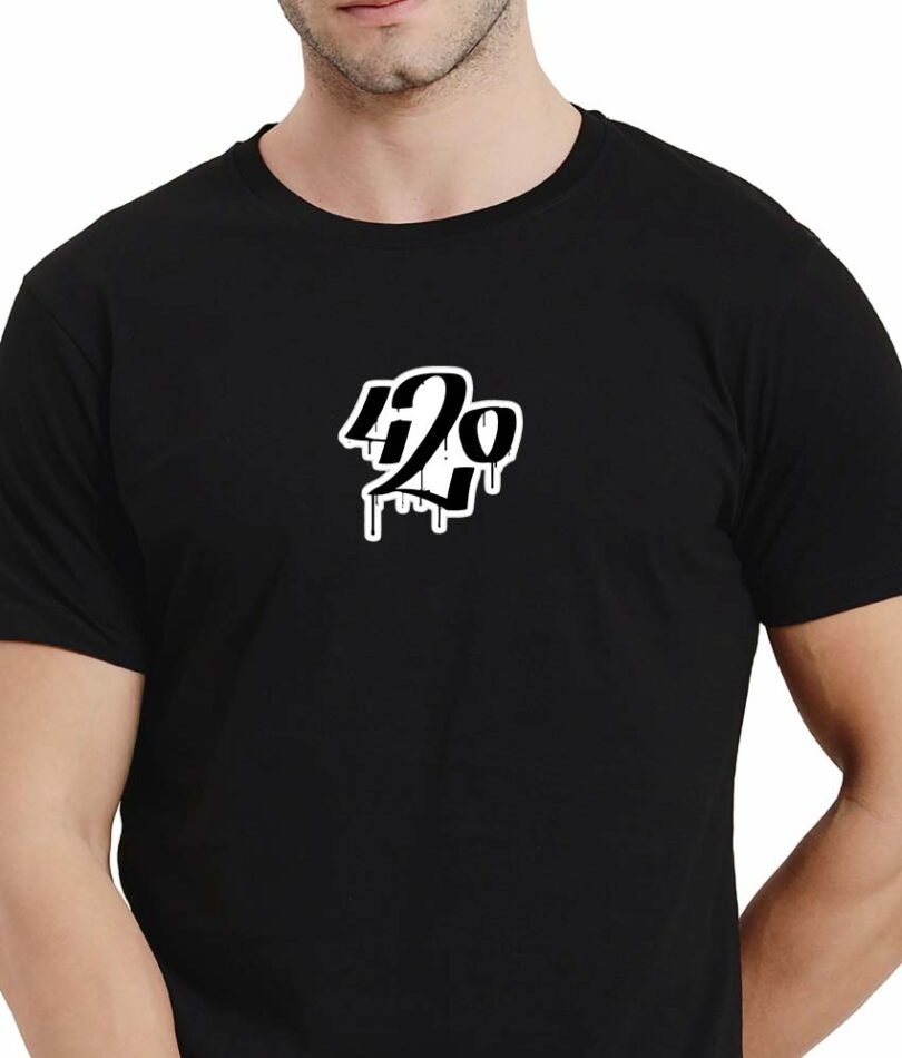 Black Graphic Print Cotton Regular T-Shirt for Men Casual Wear by Just Casual - Image 4