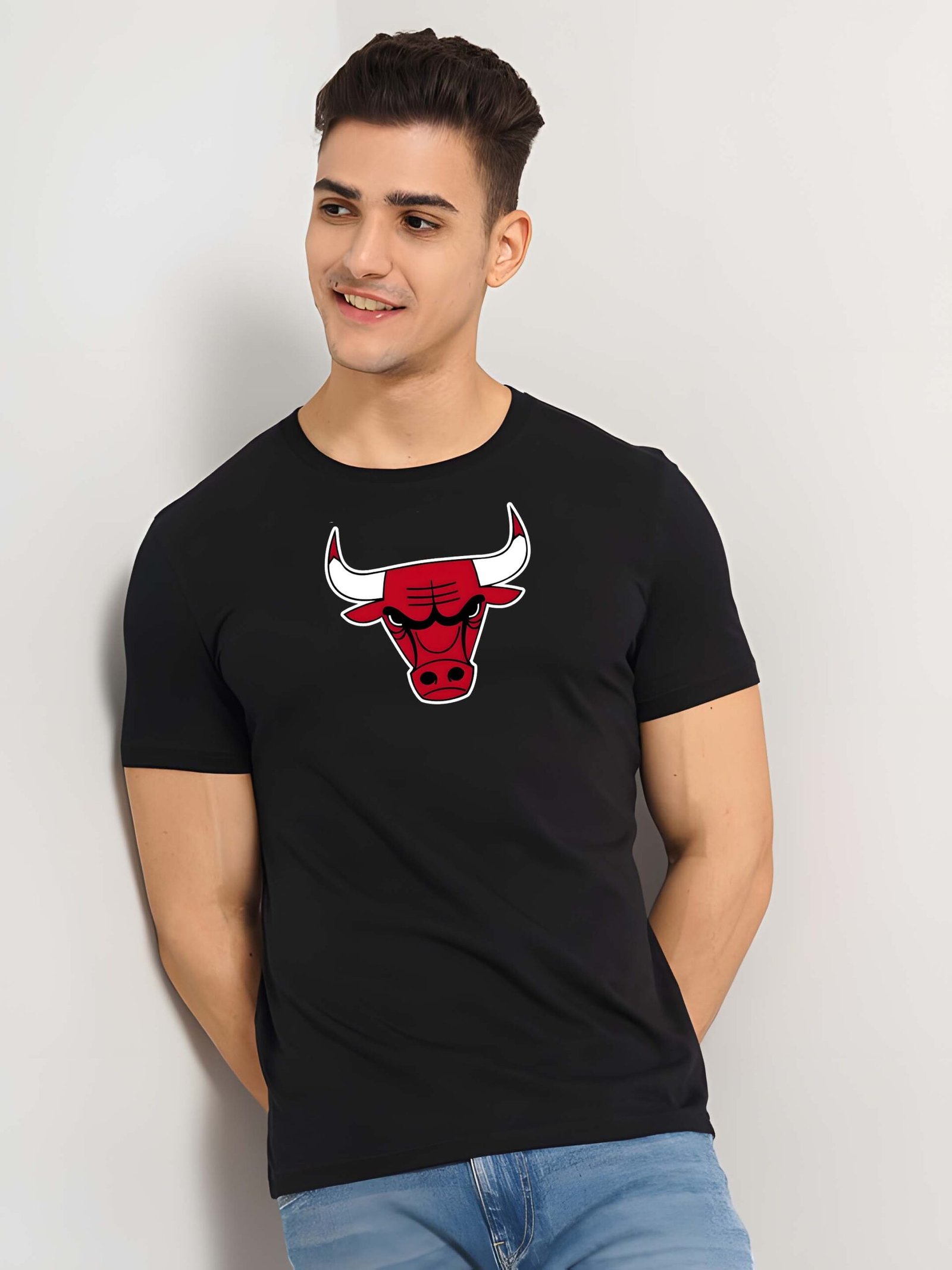 Black Graphic Print Cotton Regular T-Shirt for Men Casual Wear by Just Casual - Image 2