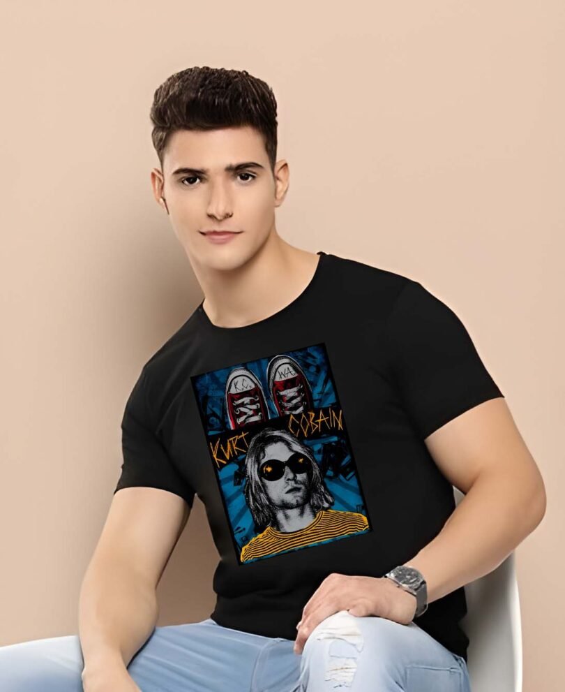 Black Graphic Print Cotton Regular T-Shirt for Men Casual Wear by Just Casual - Image 3