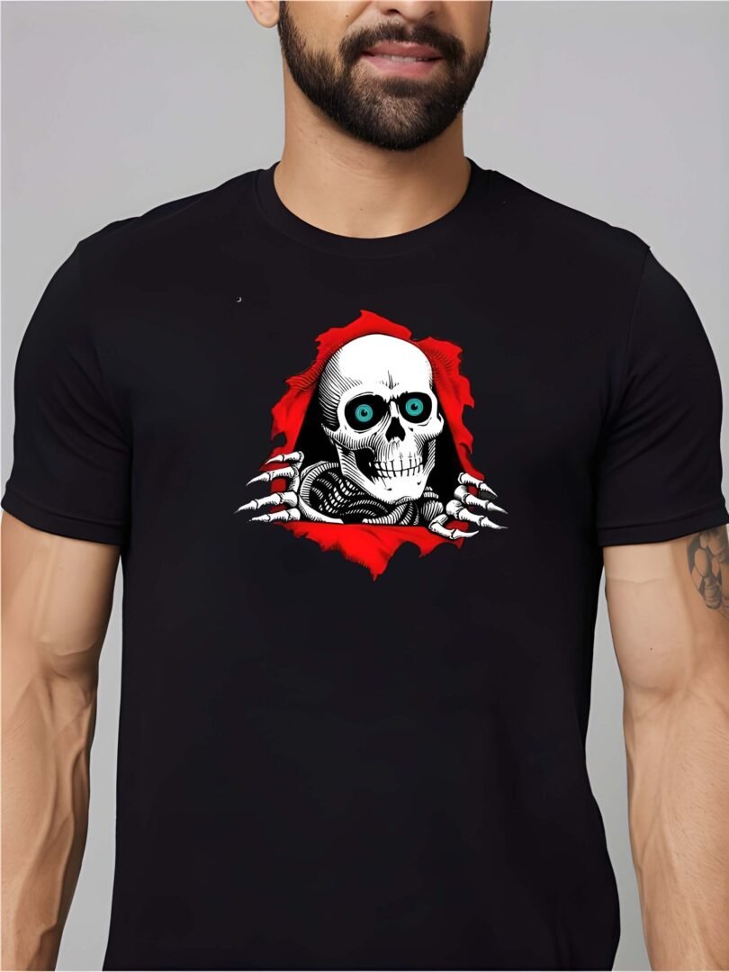 Black Graphic Print Cotton Regular T-Shirt for Men Casual Wear by Just Casual - Image 3
