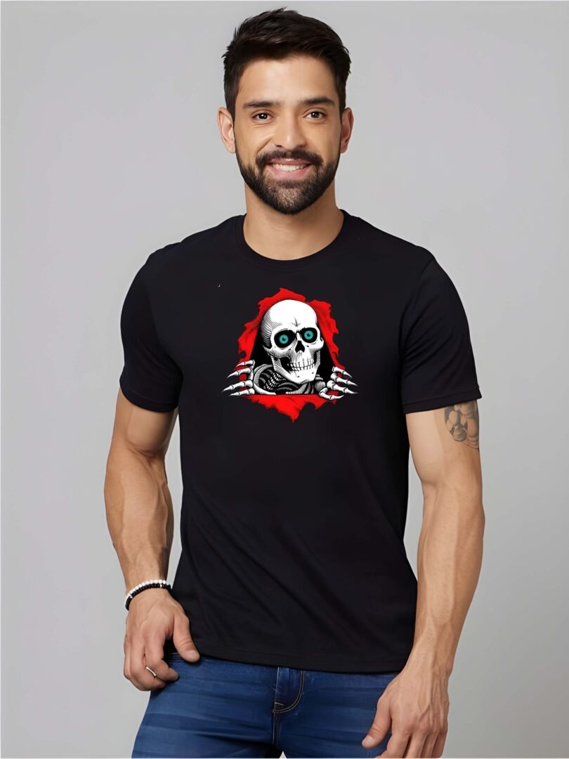 Black Graphic Print Cotton Regular T-Shirt for Men Casual Wear by Just Casual - Image 2