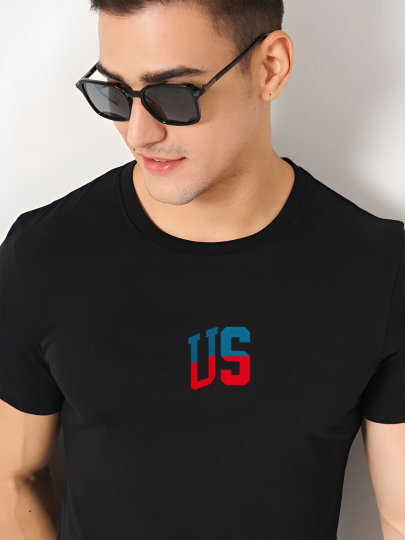 Black Graphic Print Cotton Regular T-Shirt for Men Casual Wear by Just Casual - Image 3