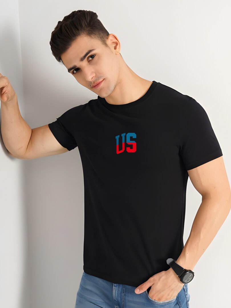 Black Graphic Print Cotton Regular T-Shirt for Men Casual Wear by Just Casual - Image 2
