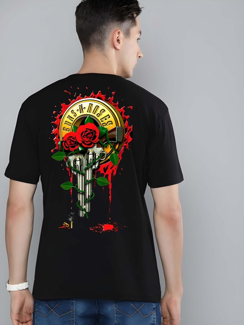 Black Graphic Print Cotton Regular T-Shirt for Men Casual Wear by Just Casual - Image 5