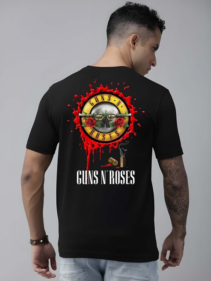Black Graphic Print Cotton Regular T-Shirt for Men Casual Wear by Just Casual - Image 5