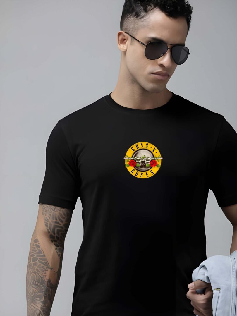 Black Graphic Print Cotton Regular T-Shirt for Men Casual Wear by Just Casual - Image 3