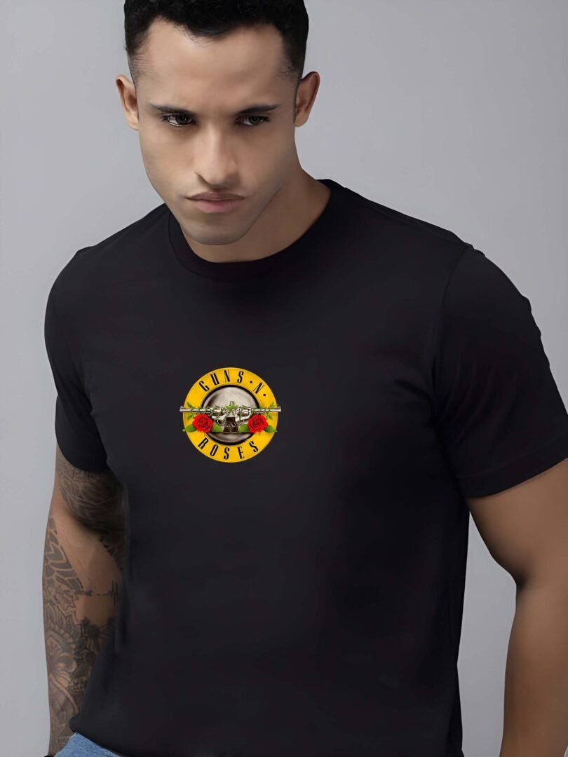 Black Graphic Print Cotton Regular T-Shirt for Men Casual Wear by Just Casual - Image 2