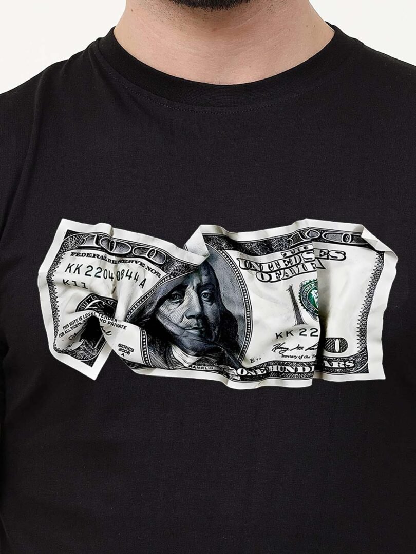 Black Graphic Print Cotton Regular T-Shirt for Men Casual Wear by Just Casual - Image 4