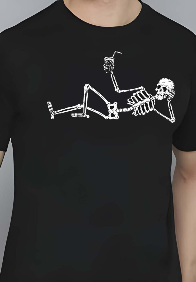 Black Graphic Print Cotton Regular T-Shirt for Men Casual Wear by Just Casual - Image 4