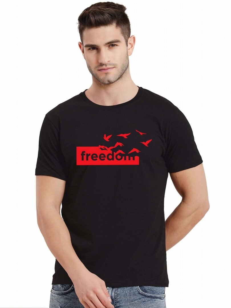Black Graphic Print Cotton Regular T-Shirt for Men Casual Wear by Just Casual - Image 2
