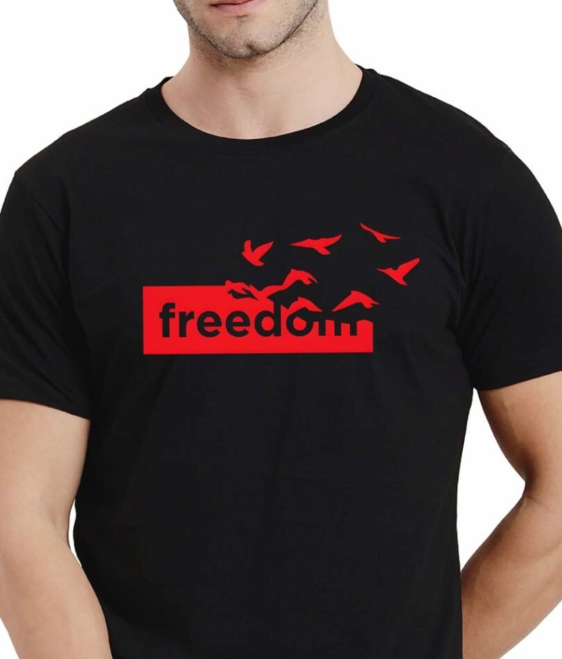 Black Graphic Print Cotton Regular T-Shirt for Men Casual Wear by Just Casual - Image 4