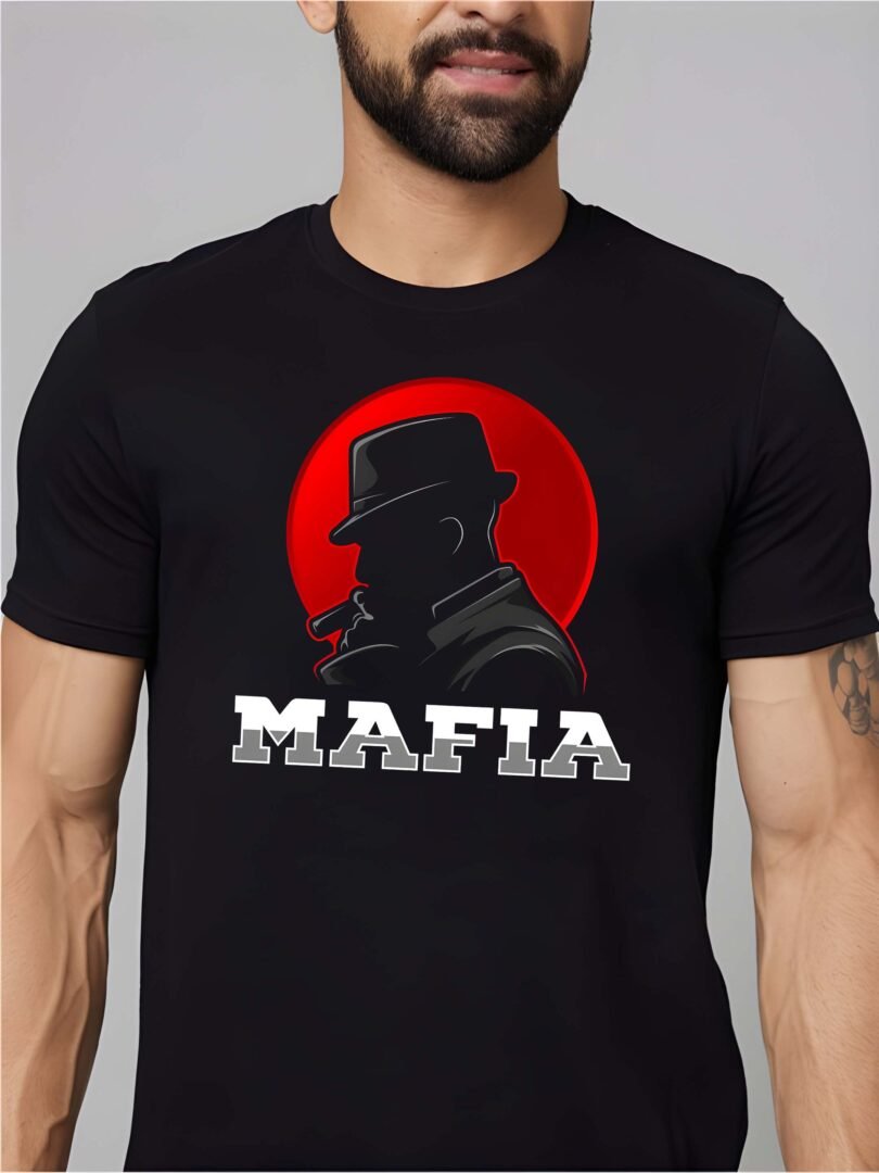 Black Graphic Print Cotton Regular T-Shirt for Men Casual Wear by Just Casual - Image 3