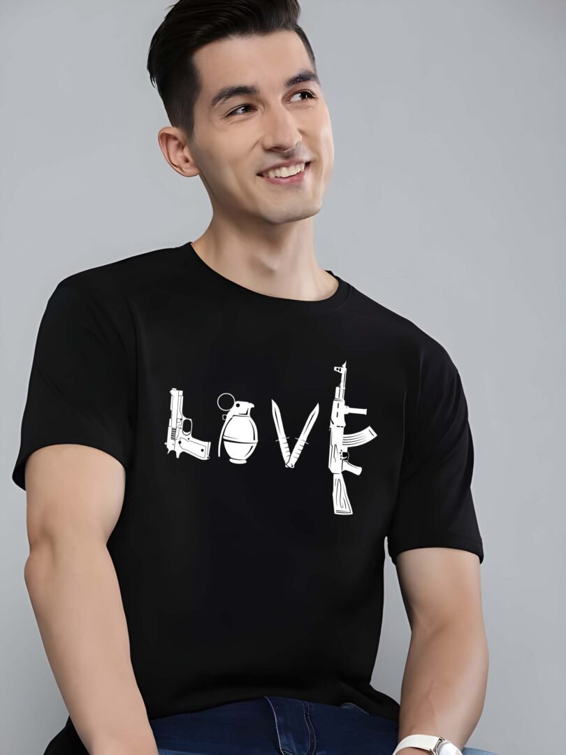 Black Graphic Print Cotton Regular T-Shirt for Men Casual Wear by Just Casual - Image 3