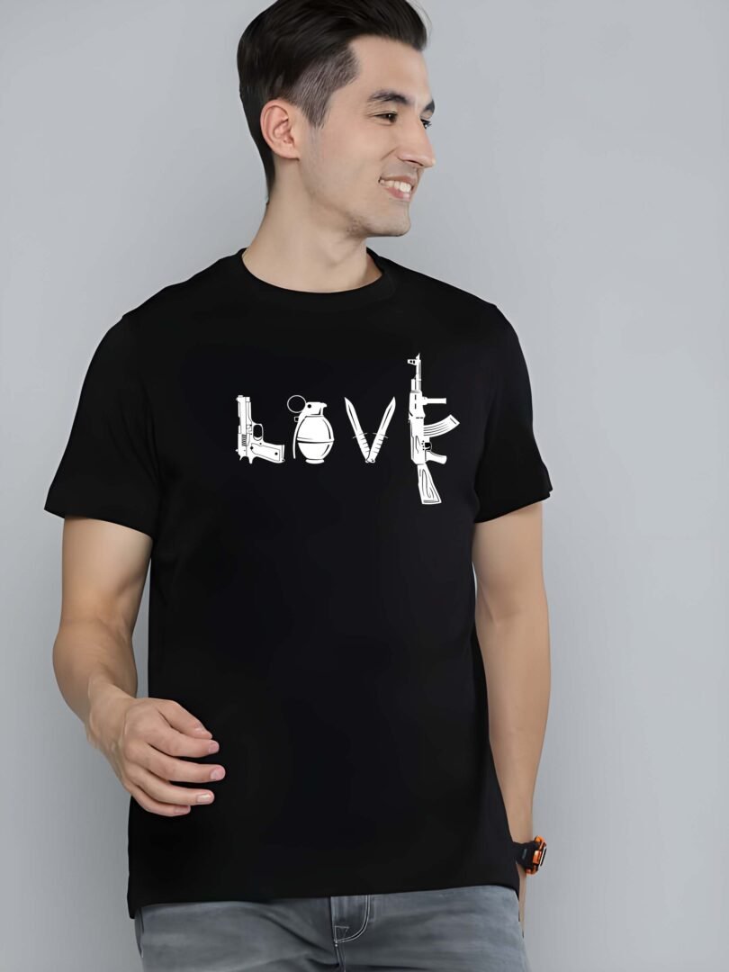 Black Graphic Print Cotton Regular T-Shirt for Men Casual Wear by Just Casual - Image 2