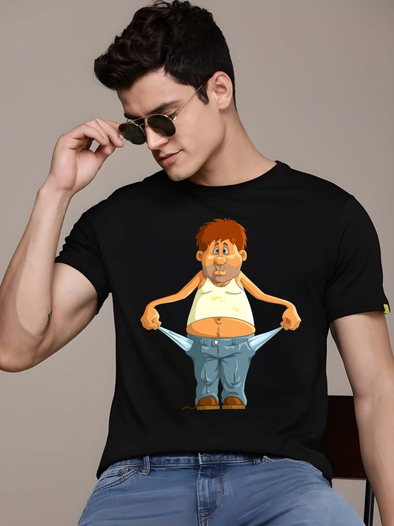 Black Graphic Print Cotton Regular T-Shirt for Men Casual Wear by Just Casual - Image 3