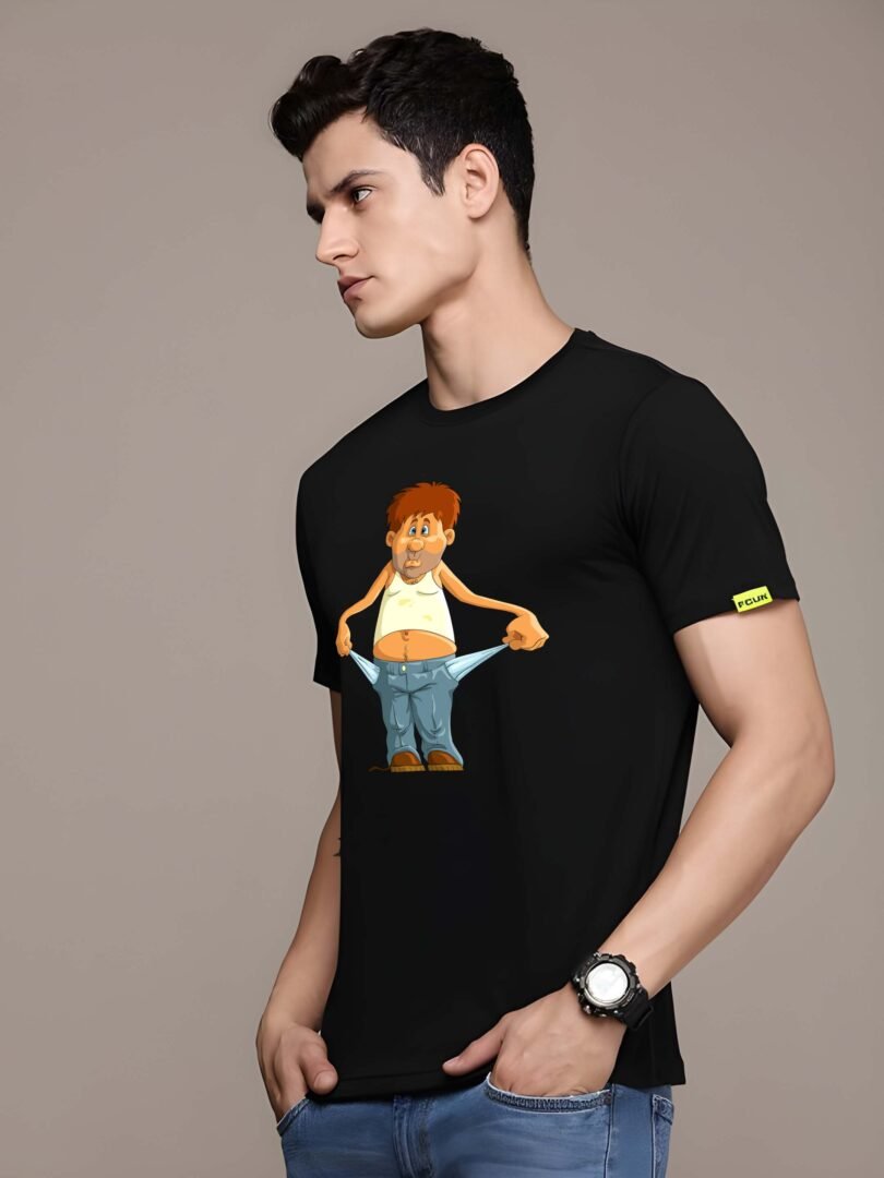 Black Graphic Print Cotton Regular T-Shirt for Men Casual Wear by Just Casual - Image 4