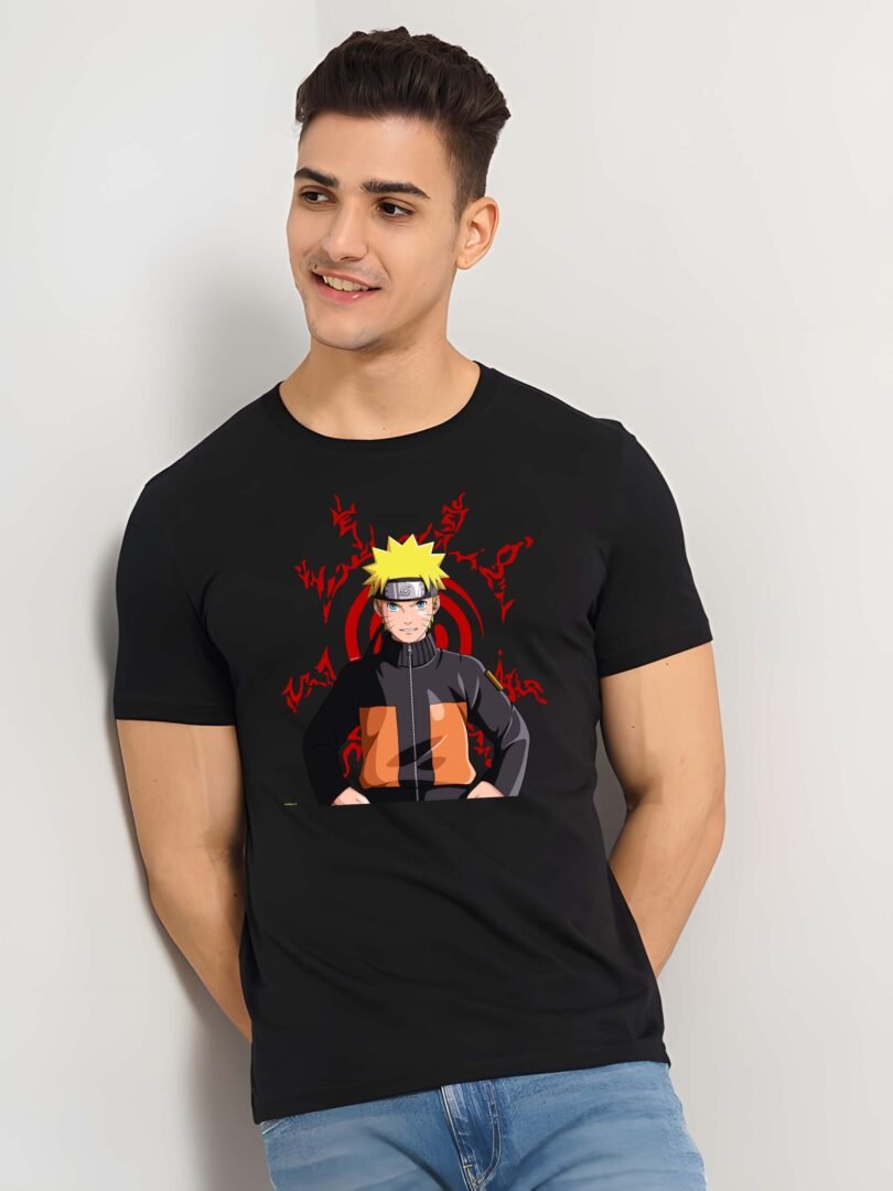 Black Graphic Print Cotton Regular T-Shirt for Men Casual Wear by Just Casual - Image 4