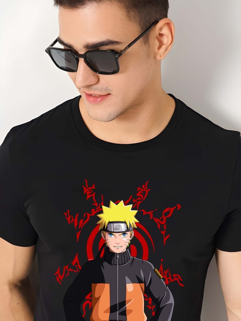 Black Graphic Print Cotton Regular T-Shirt for Men Casual Wear by Just Casual - Image 3