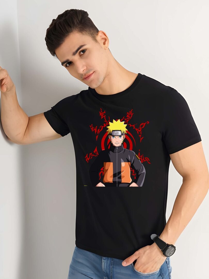 Black Graphic Print Cotton Regular T-Shirt for Men Casual Wear by Just Casual - Image 2