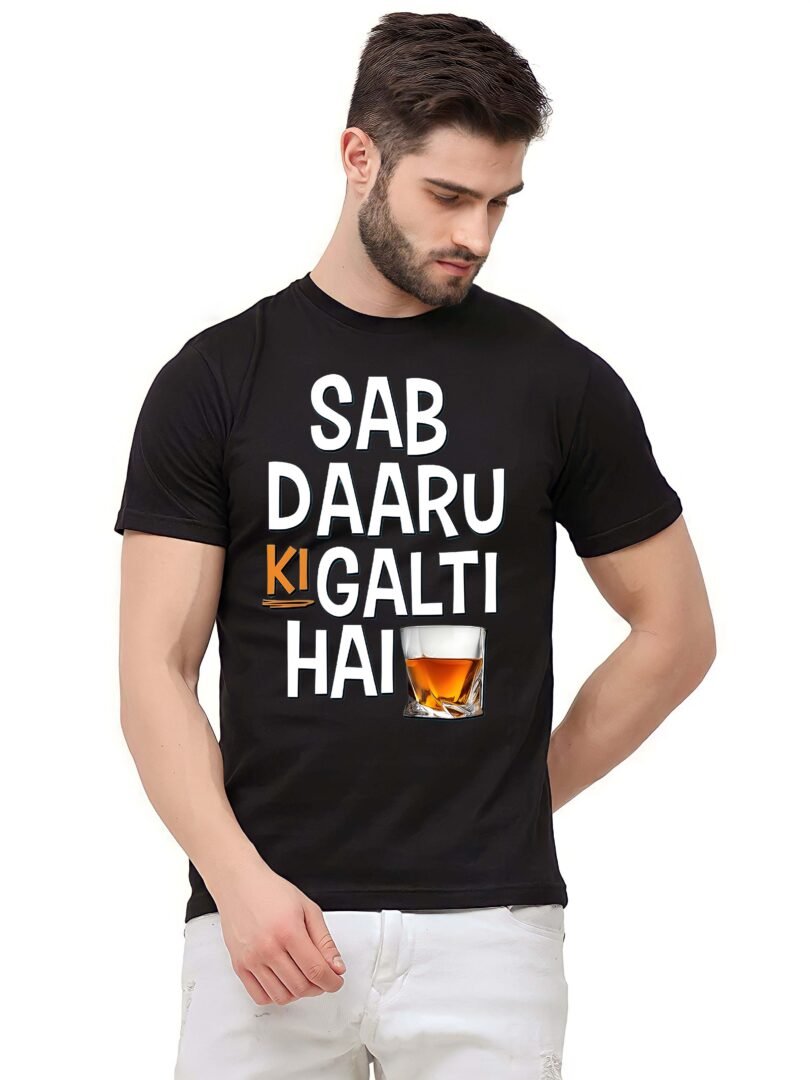 Black Graphic Print Cotton Regular T-Shirt for Men Casual Wear by Just Casual - Image 3