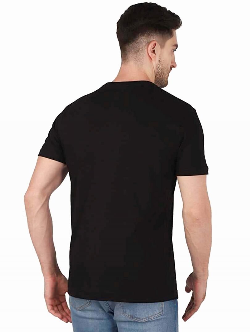 Black Graphic Print Cotton Regular T-Shirt for Men Casual Wear by Just Casual - Image 5