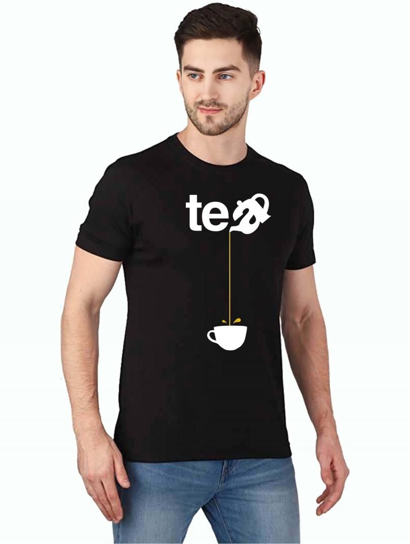 Black Graphic Print Cotton Regular T-Shirt for Men Casual Wear by Just Casual - Image 2