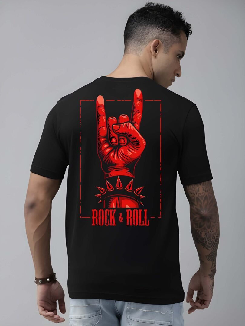 Black Graphic Print Cotton Regular T-Shirt for Men Casual Wear by Just Casual - Image 5
