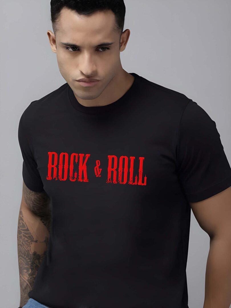 Black Graphic Print Cotton Regular T-Shirt for Men Casual Wear by Just Casual - Image 3