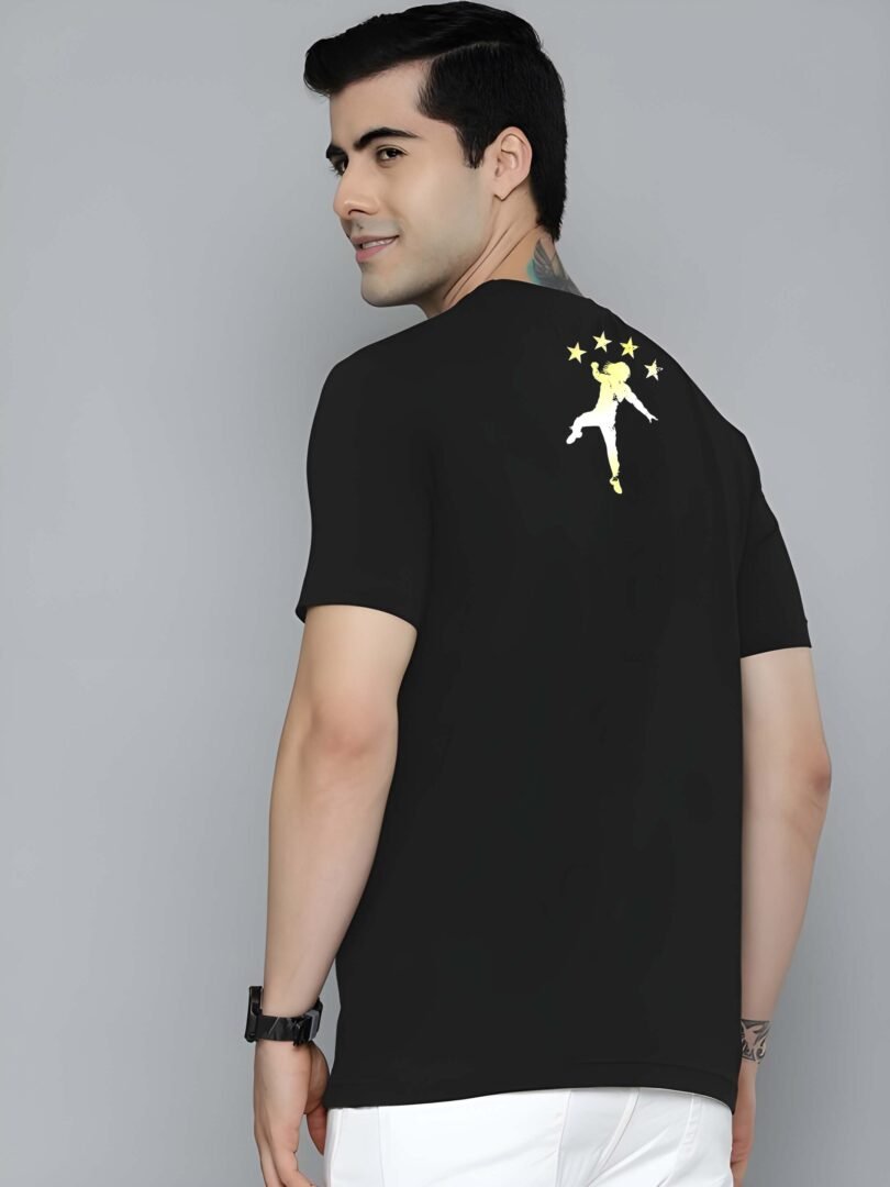 Black Graphic Print Cotton Regular T-Shirt for Men Casual Wear by Just Casual - Image 5