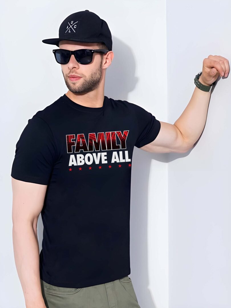 Black Graphic Print Cotton Regular T-Shirt for Men Casual Wear by Just Casual - Image 4