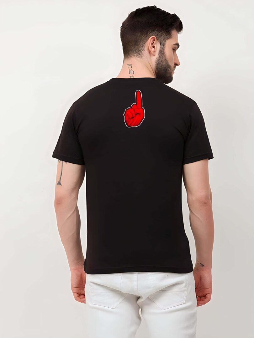Black Graphic Print Cotton Regular T-Shirt for Men Casual Wear by Just Casual - Image 5
