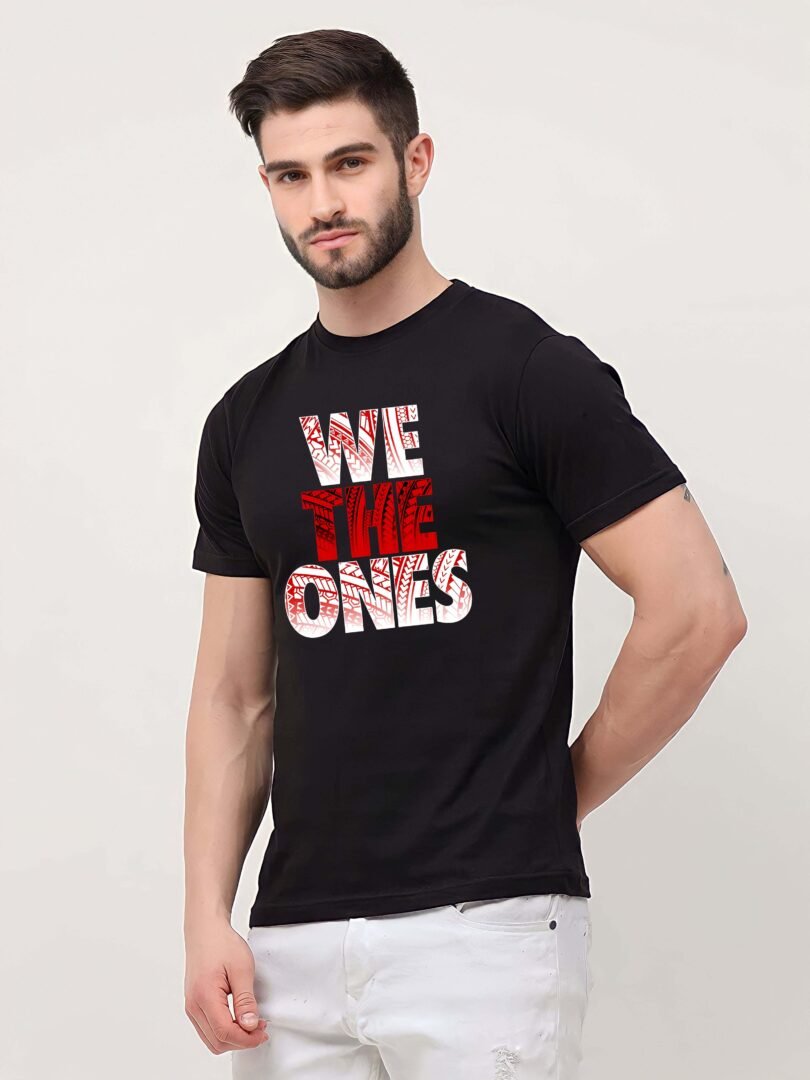 Black Graphic Print Cotton Regular T-Shirt for Men Casual Wear by Just Casual - Image 2