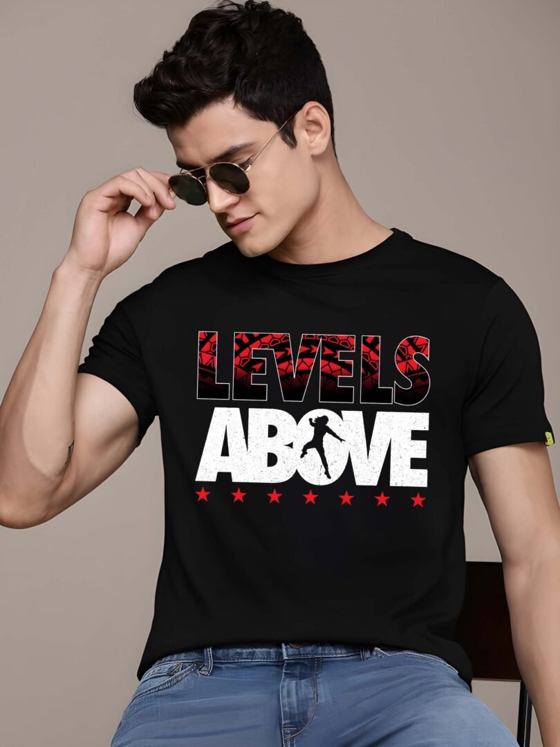 Black Graphic Print Cotton Regular T-Shirt for Men Casual Wear by Just Casual - Image 4