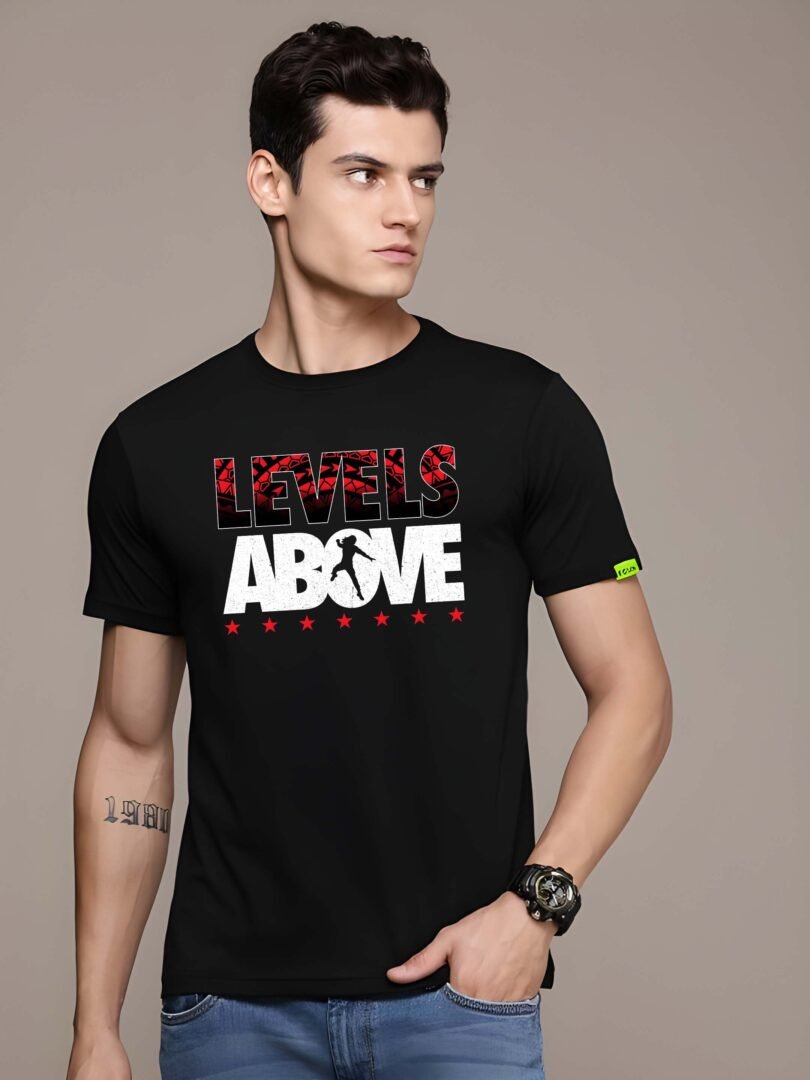 Black Graphic Print Cotton Regular T-Shirt for Men Casual Wear by Just Casual - Image 2