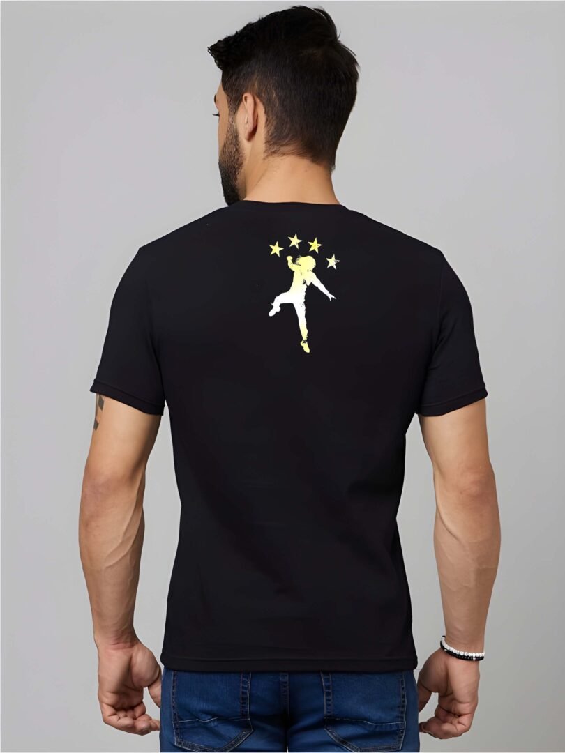 Black Graphic Print Cotton Regular T-Shirt for Men Casual Wear by Just Casual - Image 5
