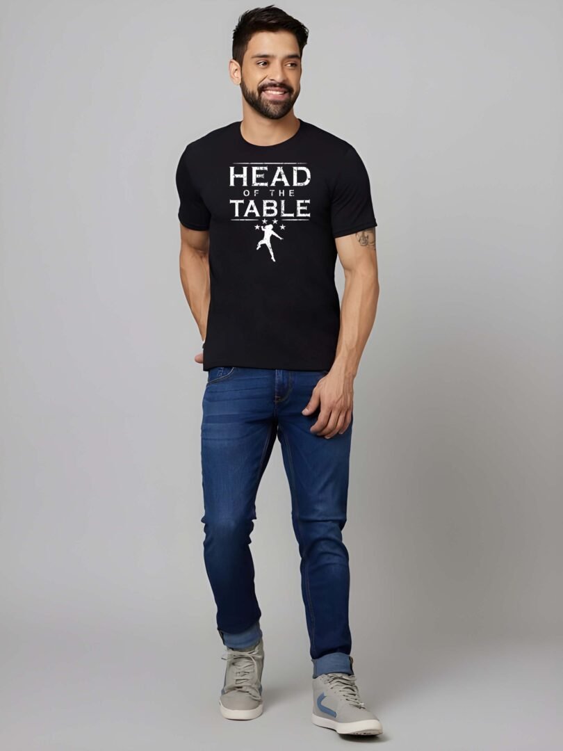 Black Graphic Print Cotton Regular T-Shirt for Men Casual Wear by Just Casual