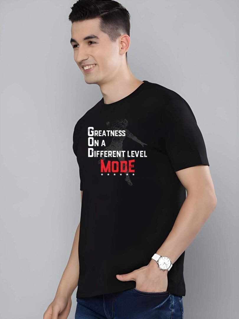 Black Graphic Print Cotton Regular T-Shirt for Men Casual Wear by Just Casual - Image 2