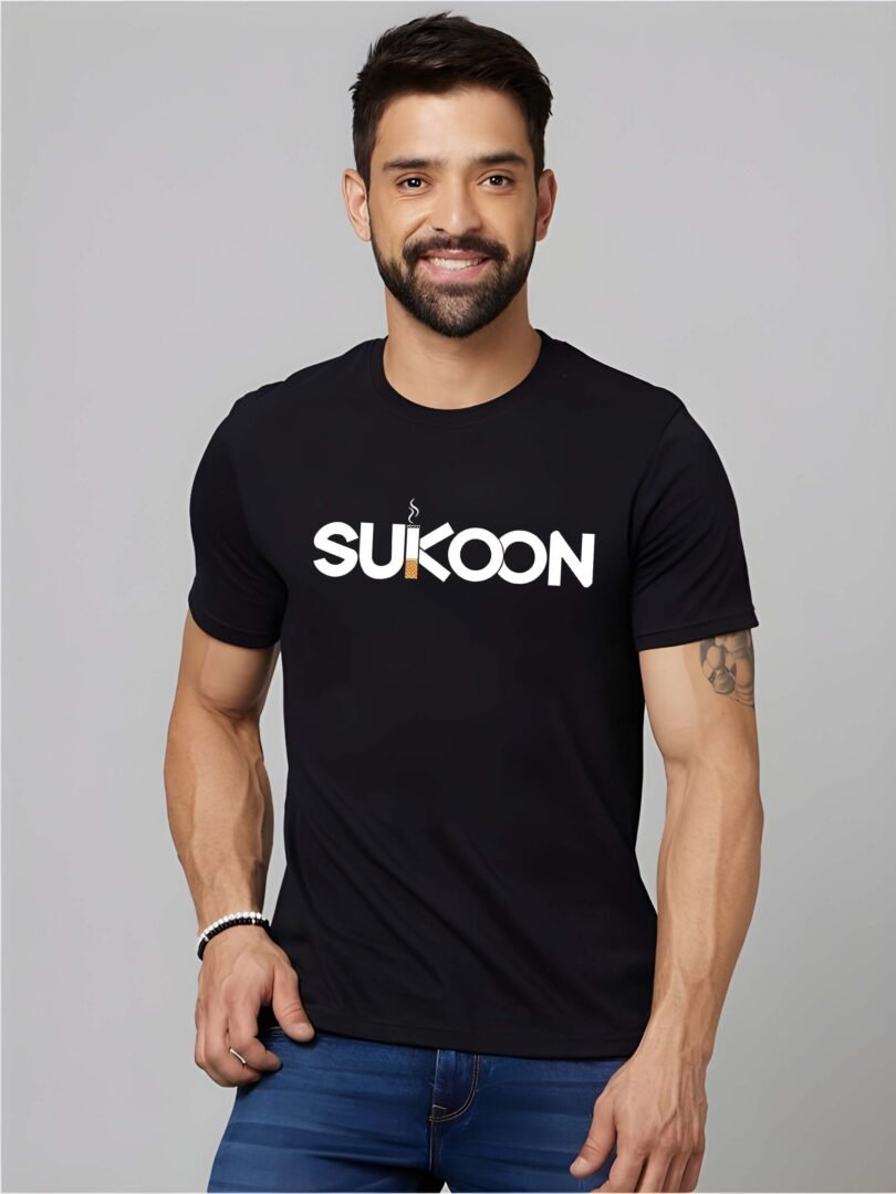 Black Graphic Print Cotton Regular T-Shirt for Men  Casual Wear by Just Casual - Image 2
