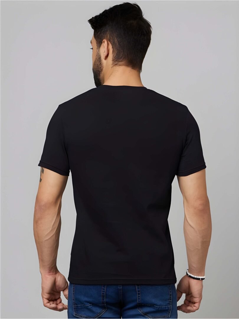 Black Graphic Print Cotton Regular T-Shirt for Men  Casual Wear by Just Casual - Image 6
