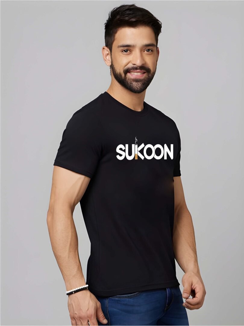 Black Graphic Print Cotton Regular T-Shirt for Men  Casual Wear by Just Casual - Image 4