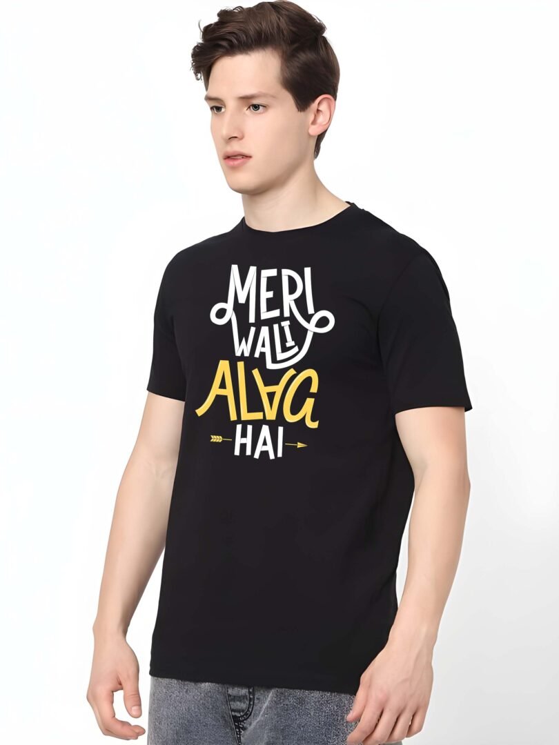 Black Graphic Print Cotton Regular T-Shirt for Men Casual Wear by Just Casual - Image 4
