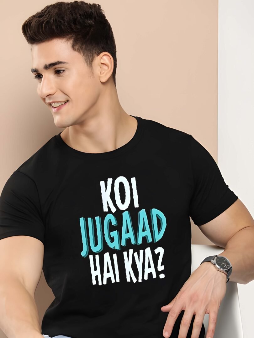 Black Graphic Print Cotton Regular T-Shirt for Men Casual Wear by Just Casual - Image 4