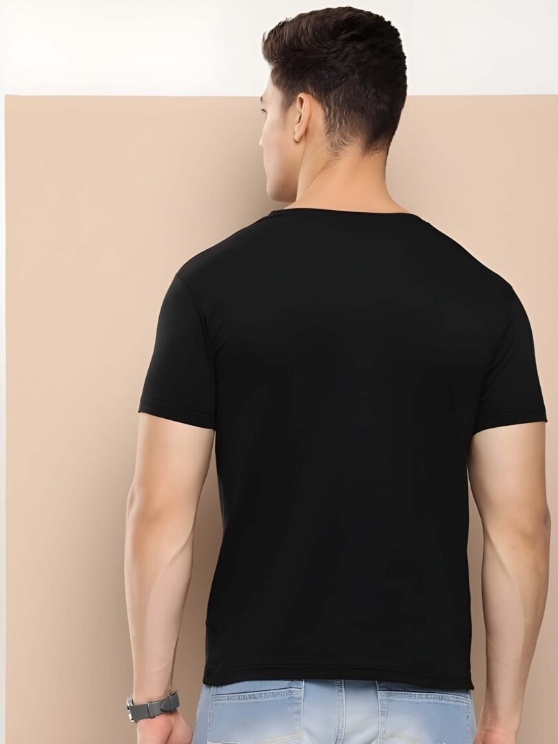 Black Graphic Print Cotton Regular T-Shirt for Men Casual Wear by Just Casual - Image 5
