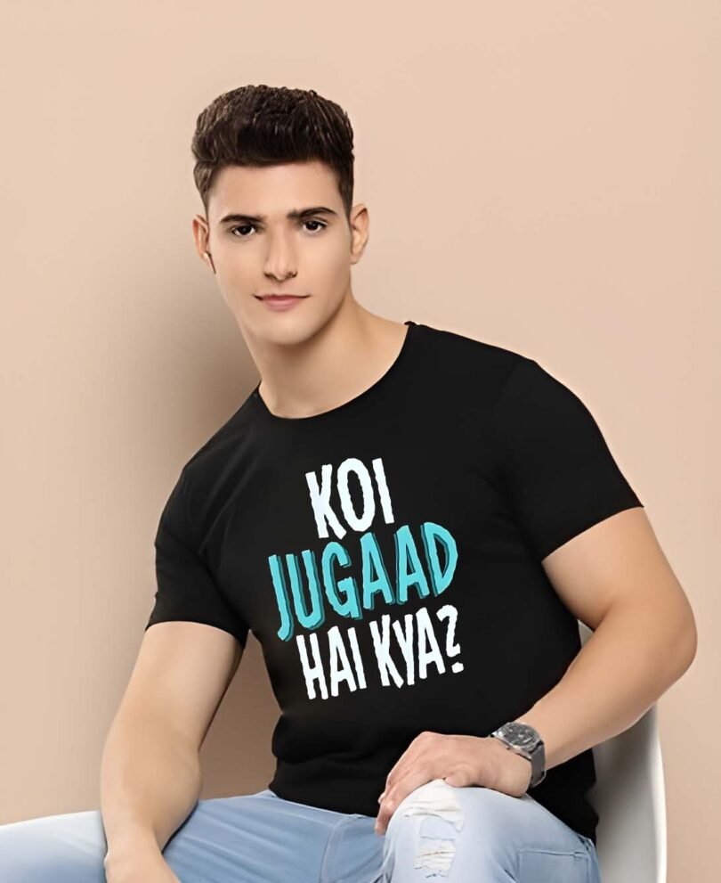 Black Graphic Print Cotton Regular T-Shirt for Men Casual Wear by Just Casual - Image 2